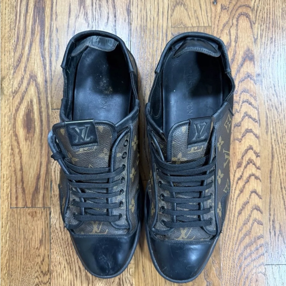 Louis Vuitton Calfskin Monogram Slalom Sneakers Brown Leather Men’s Size 9.5 - Picture 9 of 16